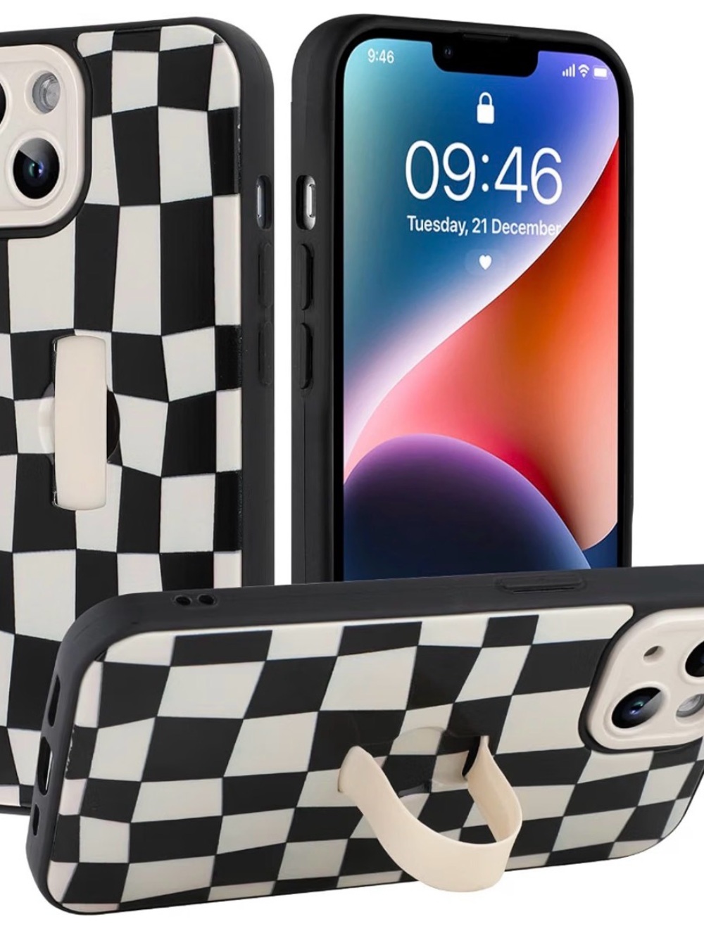 Checkerboard Grip Case for iPhone - Black & White